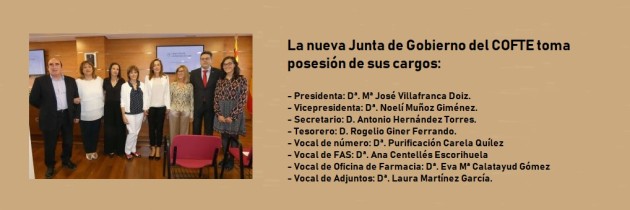Toma de posesión de la nueva Junta de Gobierno del COFTE