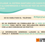Sanidad activa un teléfono y un servicio web para declarar positivos confirmados a través de test de antígenos